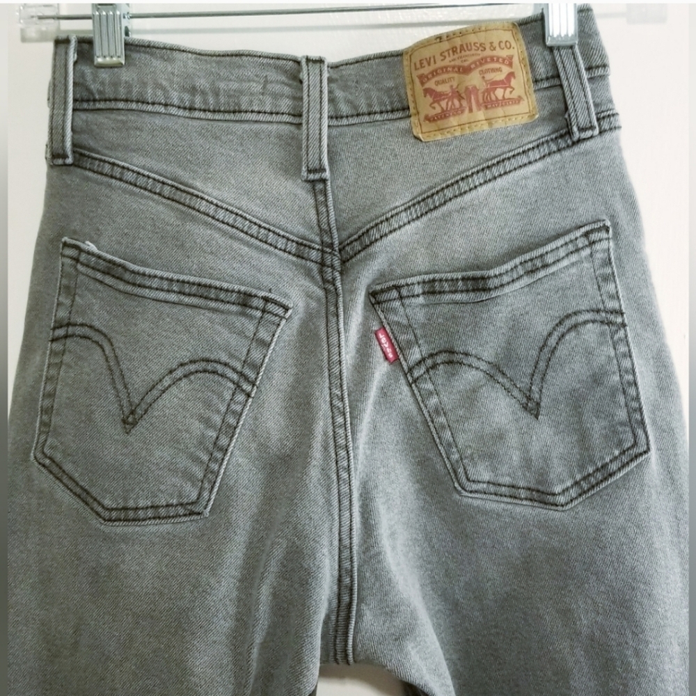 LEVI'S Ribcage Straight Ankle Gray Buttonfly High Rise Jeans - Picture 7 of 12